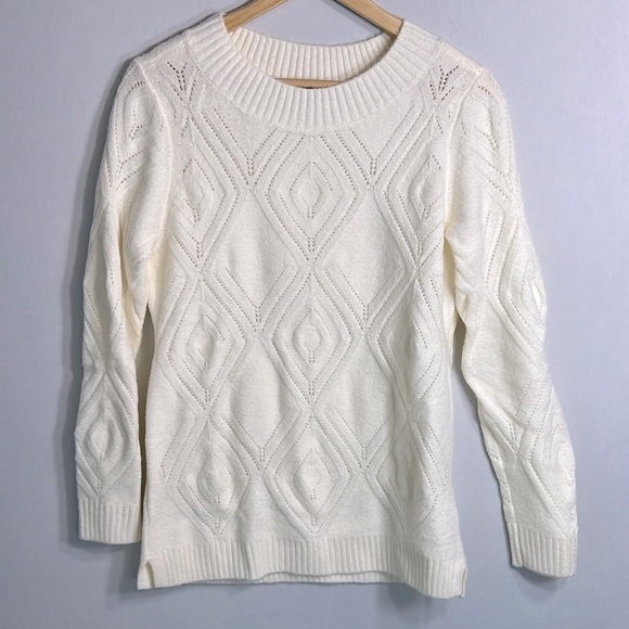 Talbots Crew Neck Diamond Sparkle Pattern Sweater Size S NWOT - Picture 1 of 7